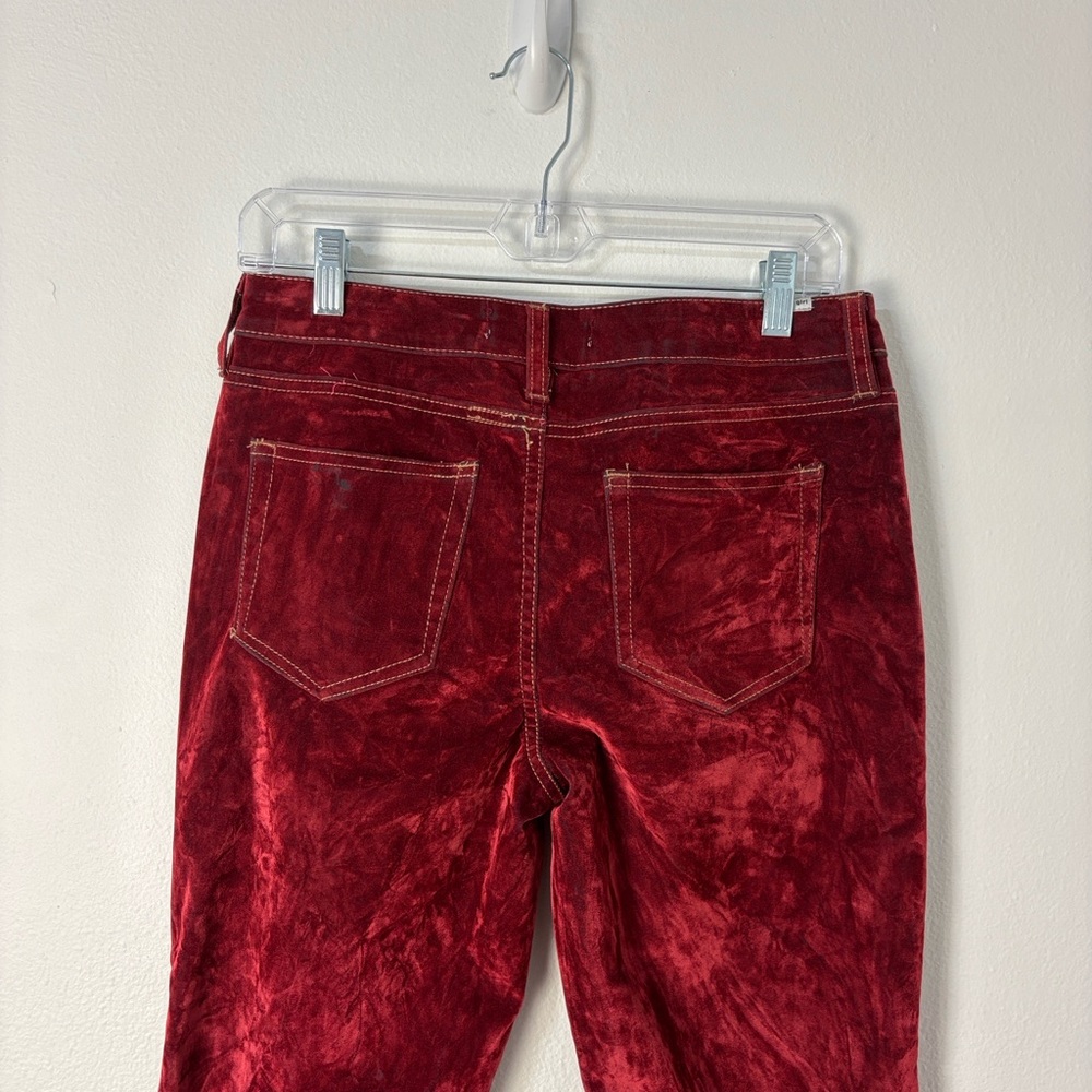 Y2K Grunge Madden Girl Red Crushed Velvet Bootcut Pants Western Edgy Glam Sz 5 - Picture 7 of 10